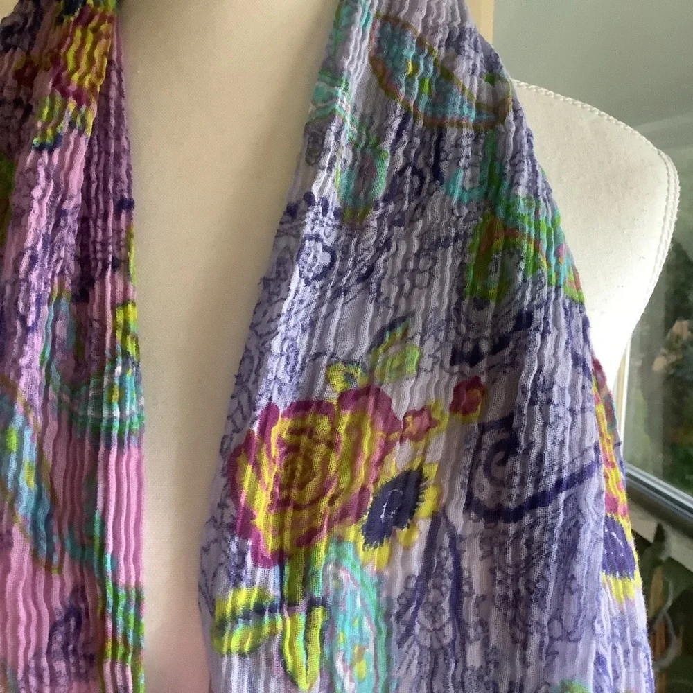 Two Summer Weight Rectangular Print Scarves